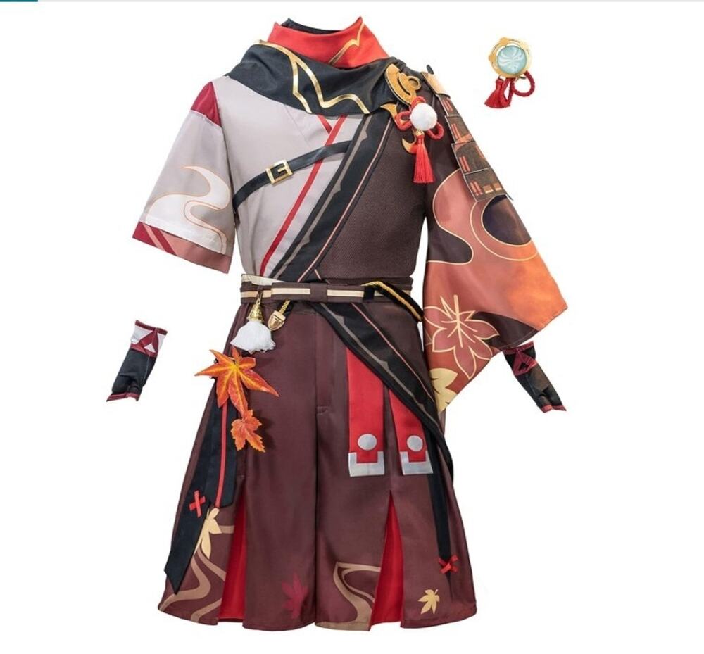 NWOT Anime Kaedehara Kazuha Samurai Boy Cosplay Outfit Full Set Halloween, S